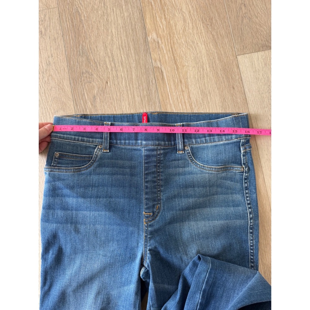 SPANX EveryWear Pull-On Flare Jeans Vintage Indigo Blue Denim Large - Picture 10 of 13